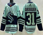 Men's Seattle Kraken #31 Philipp Grubauer Light Green 2022 Reverse Retro Authentic Jersey,baseball caps,new era cap wholesale,wholesale hats